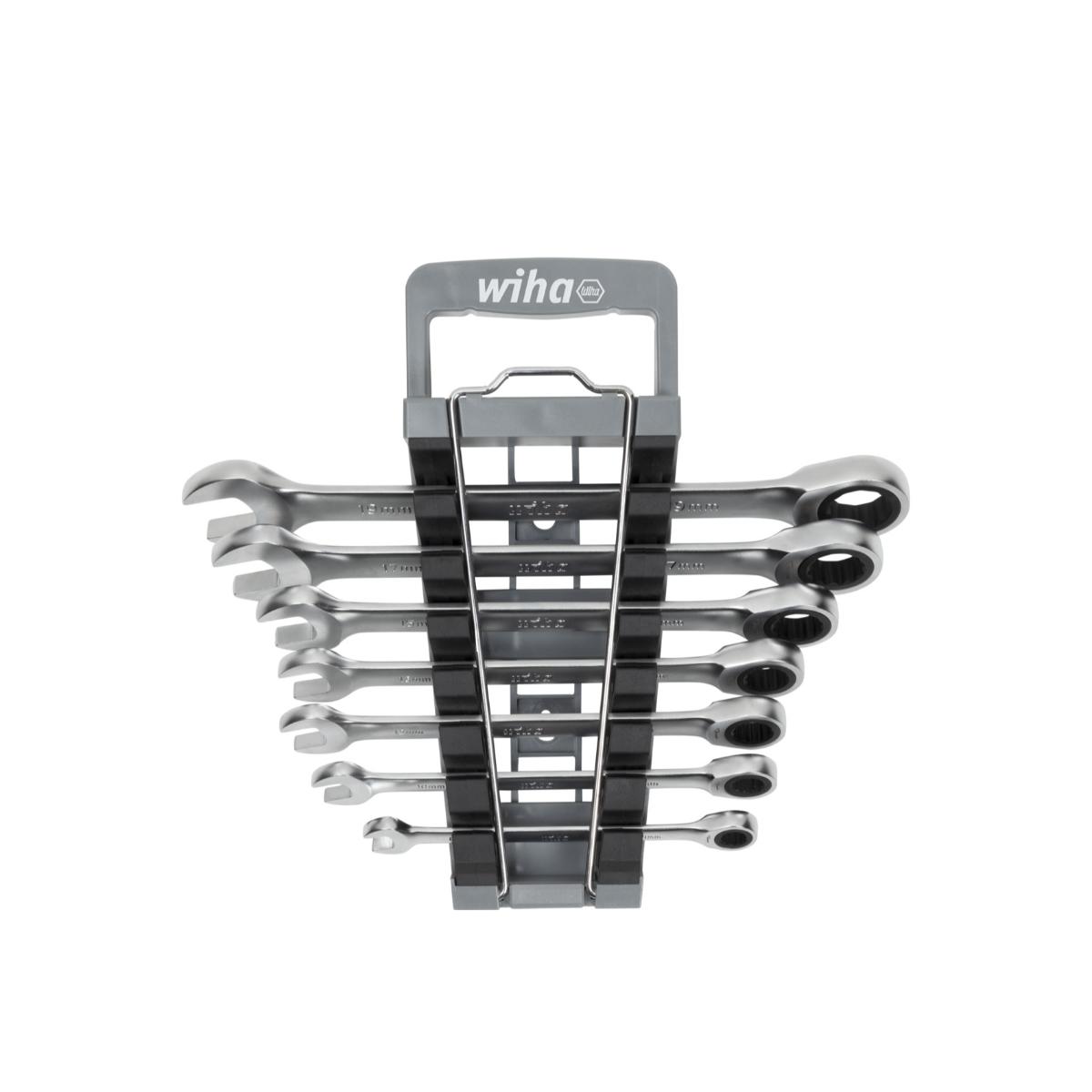 Wiha Ringratschen-Gabelschlüssel Set 7-teiliges Set in Halter