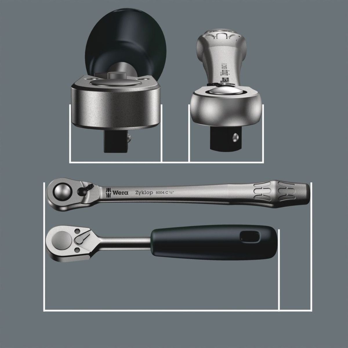 Wera 8100 SA 8 Zyklop Metal-Knarrensatz, Umschalthebel, 1/4"-Antrieb, metrisch, 28-teilig