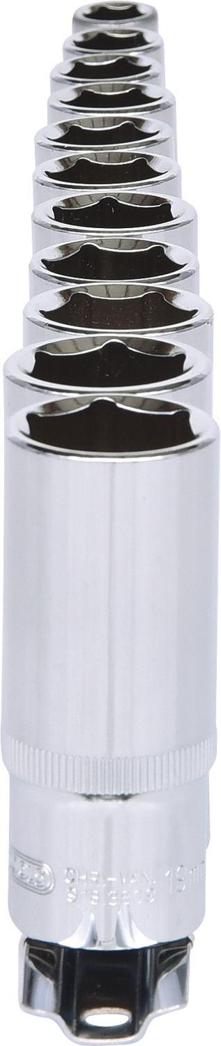 KS Tools 3/8" CHROMEplus Sechskant-Stecknuss-Satz, lang, 11-tlg 8-19mm