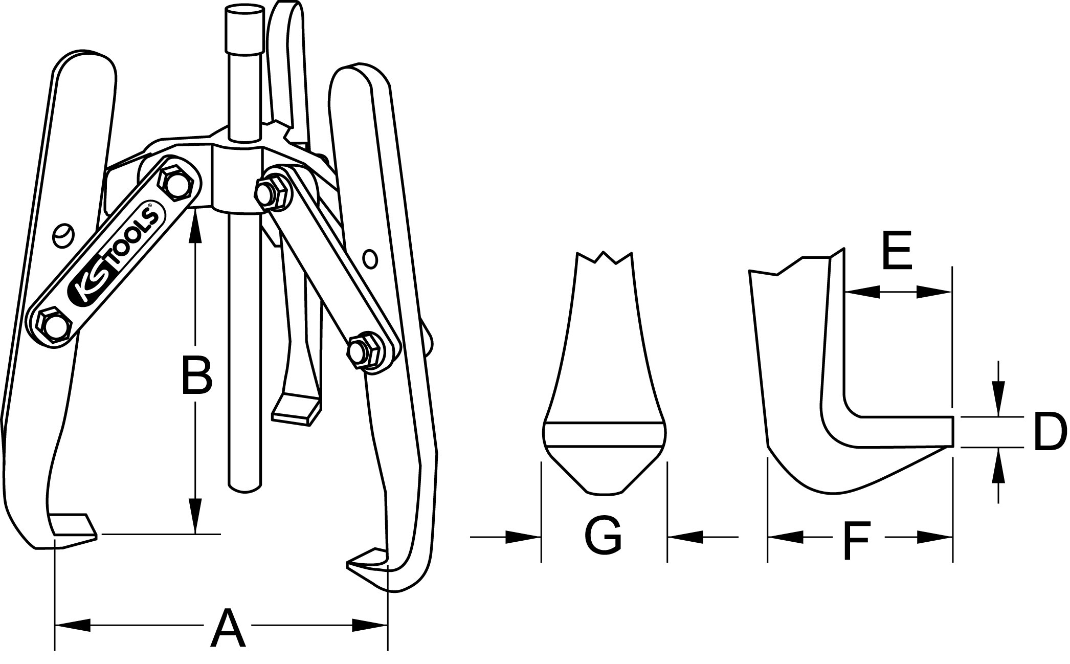KS Tools Universal-Abzieher 3-armig