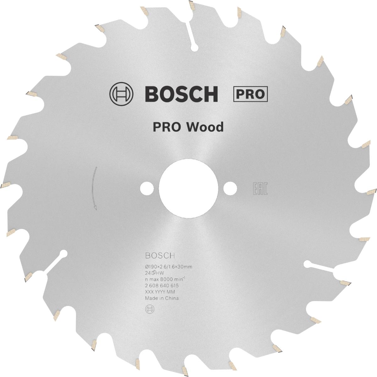 Bosch PRO Kreissägeblatt Optiline Wood für Handkreissägen ø 190 mm, 30 mm Bohrung