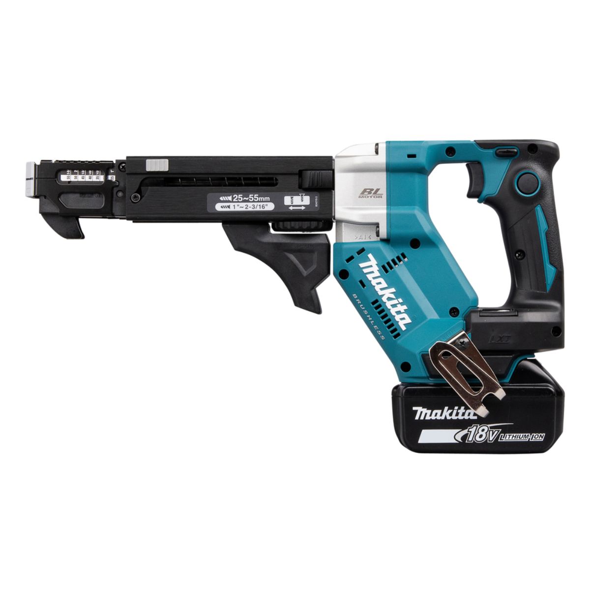 Makita Akku-Magazinschrauber 18V / 5,0 Ah, 2 Akkus + Ladegerät im MAKPAC DFR551RTJ
