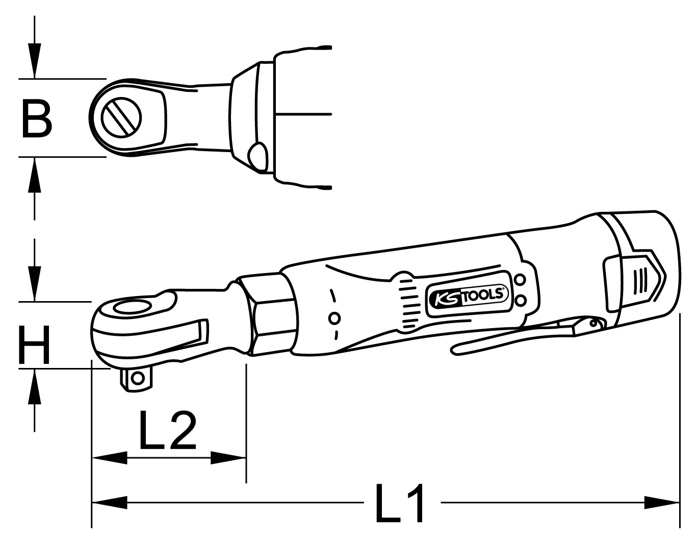 KS Tools 1-4'' Akku-Umschaltknarre, 34Nm, 220 U-min 10,8V, mit 1 Akku und 1 Ladegerät