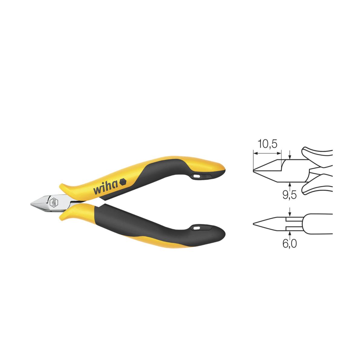 Wiha Seitenschneider Professional ESD schmaler, spitzer Kopf ohne Wate