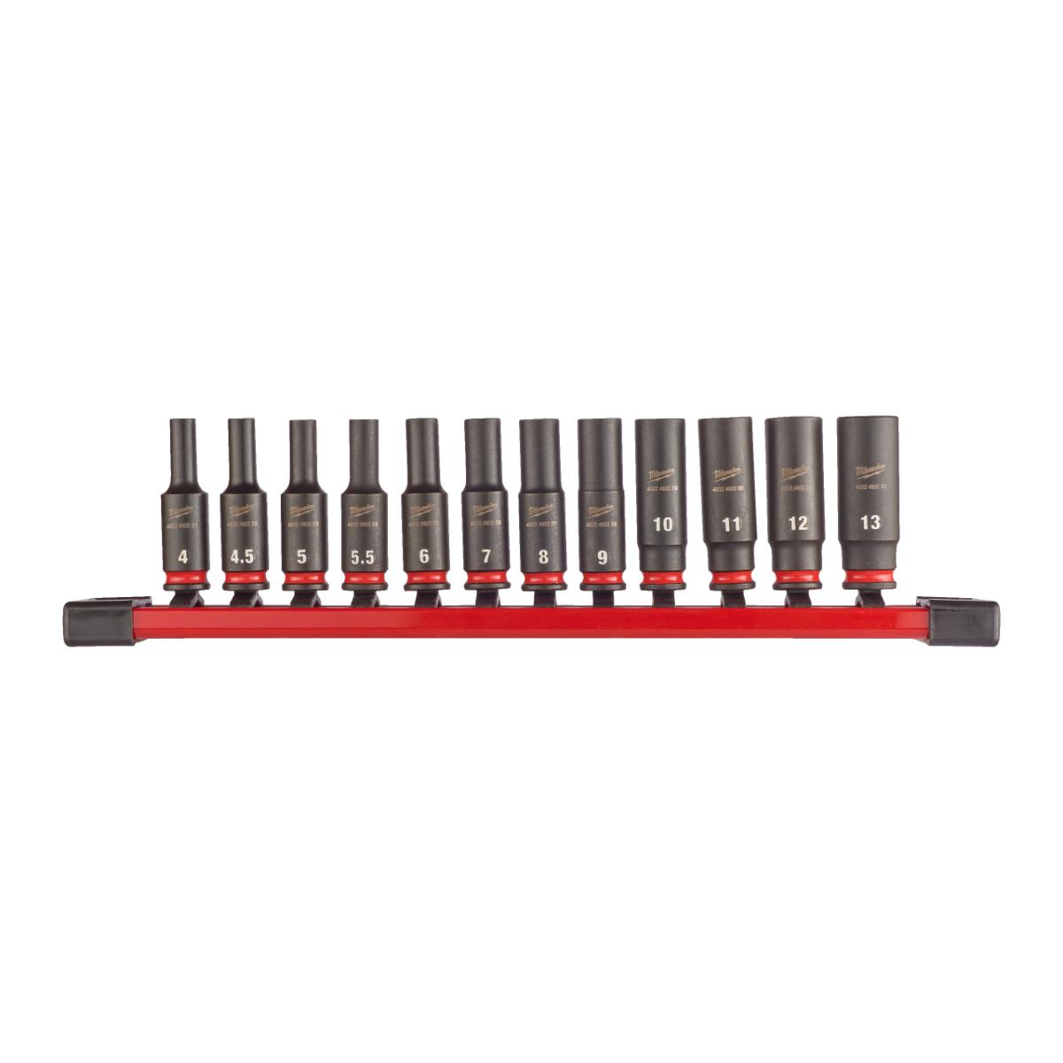 Milwaukee SHOCKWAVE™ Schlagnuss Set 1/4 Zoll lange Ausführung mit Schiene