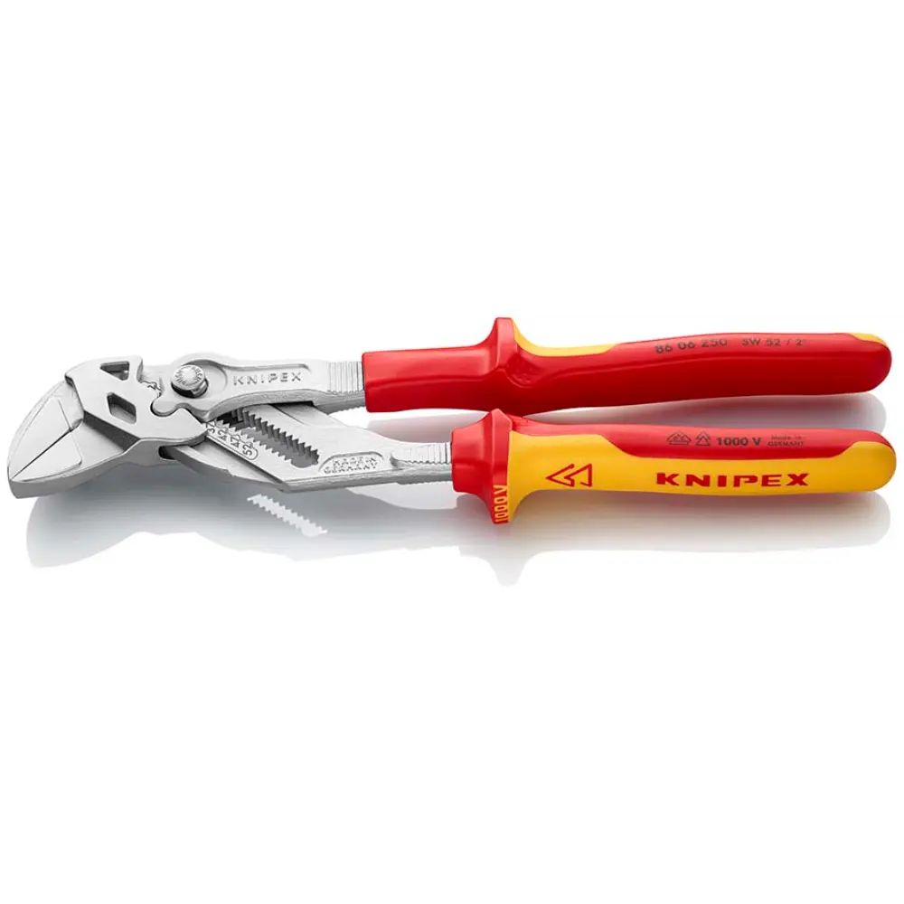 KNIPEX Zangenschlüssel Zange und Schraubenschlüssel in einem Werkzeug isoliert VDE-geprüft verchromt 250 mm