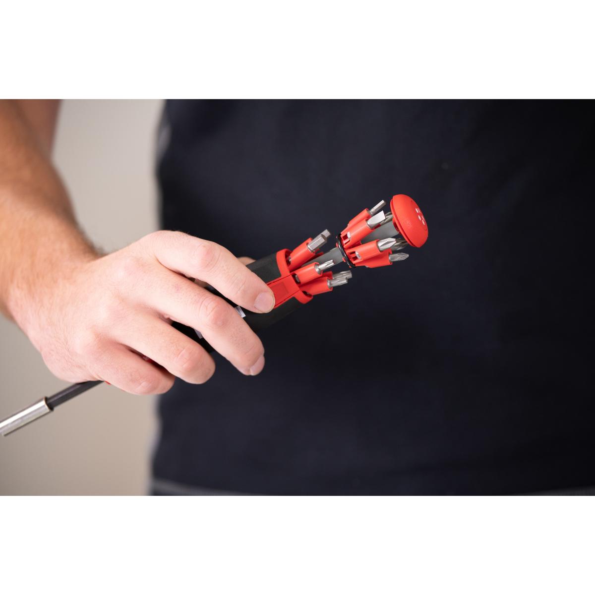 Wiha Schraubendreher mit Bit Magazin LiftUp 25 magnetisch gemischt mit 12 Bits, 1/4 zoll