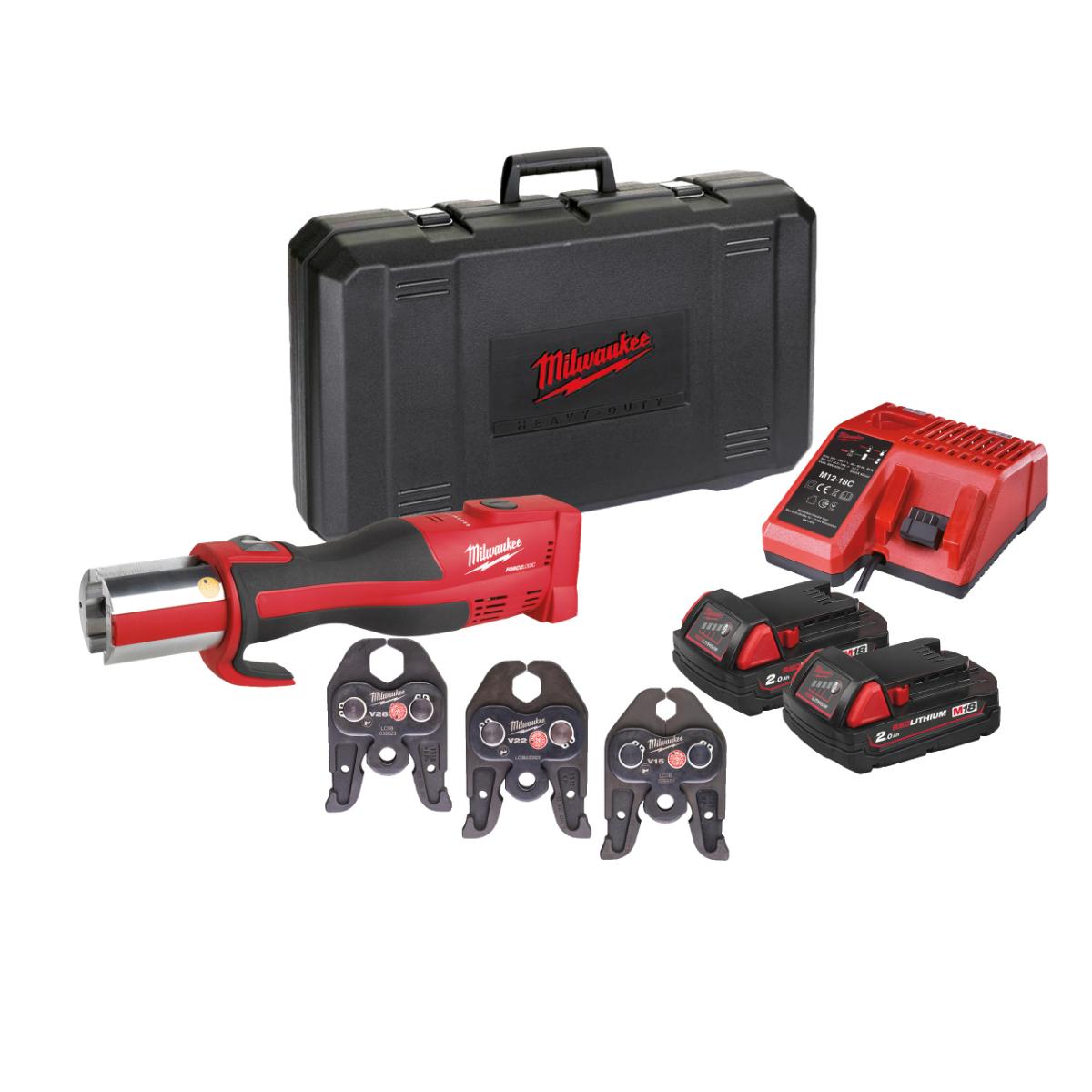 Milwaukee Akku-Presswerkzeug (Sanitär) M18 BLHPT-202C V-Set