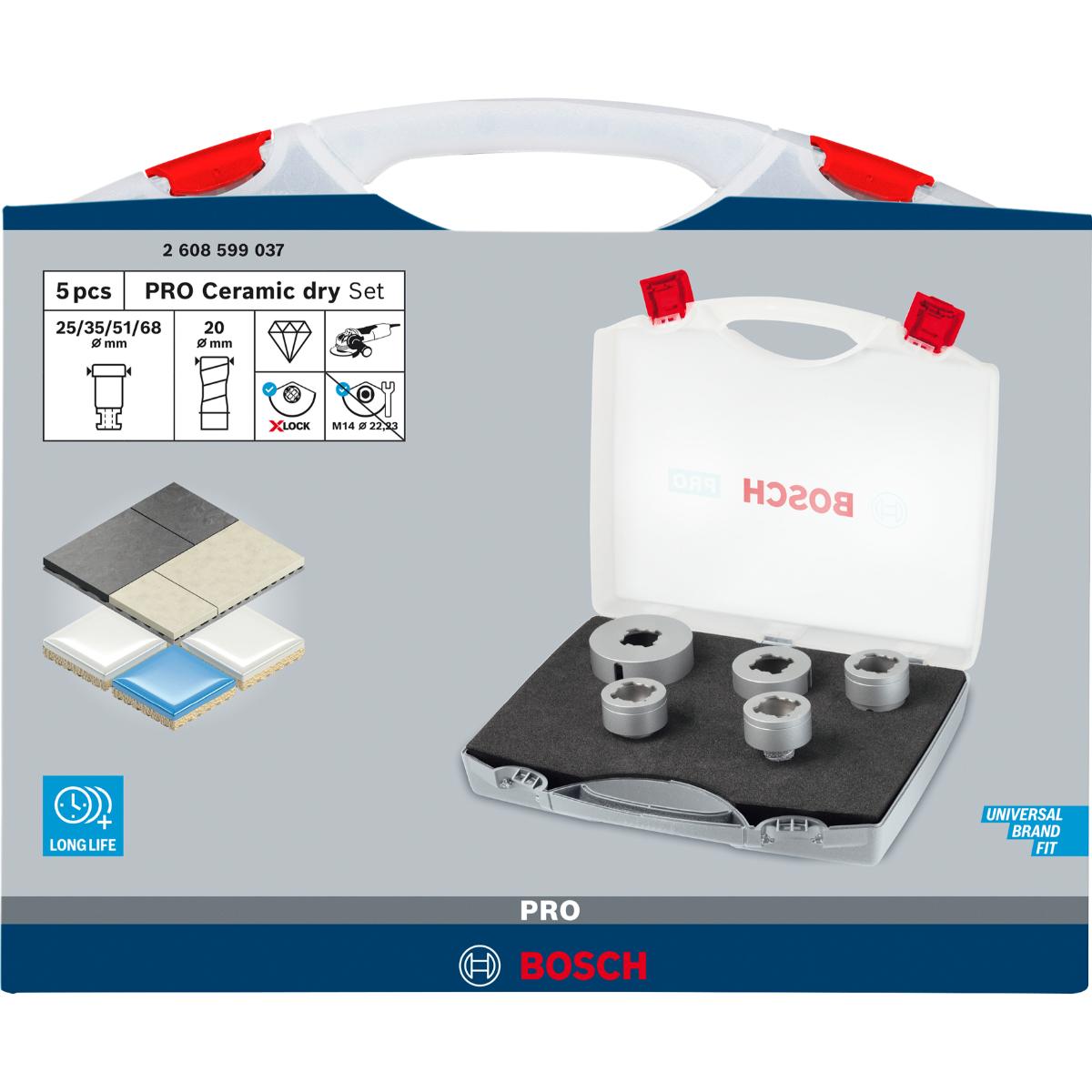 Bosch PRO Diamanttrockenbohrer-Set X-LOCK Best for Ceramic Dry Speed,  5-teilig, Durchmesser (mm):20 - 6