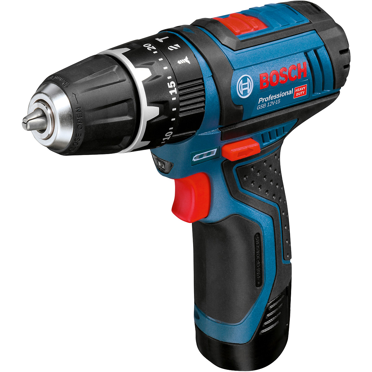 Bosch Akku-Schlagbohrschrauber GSB 12V-15, mit 2 x 2.0 Ah Li-Ion Akku
