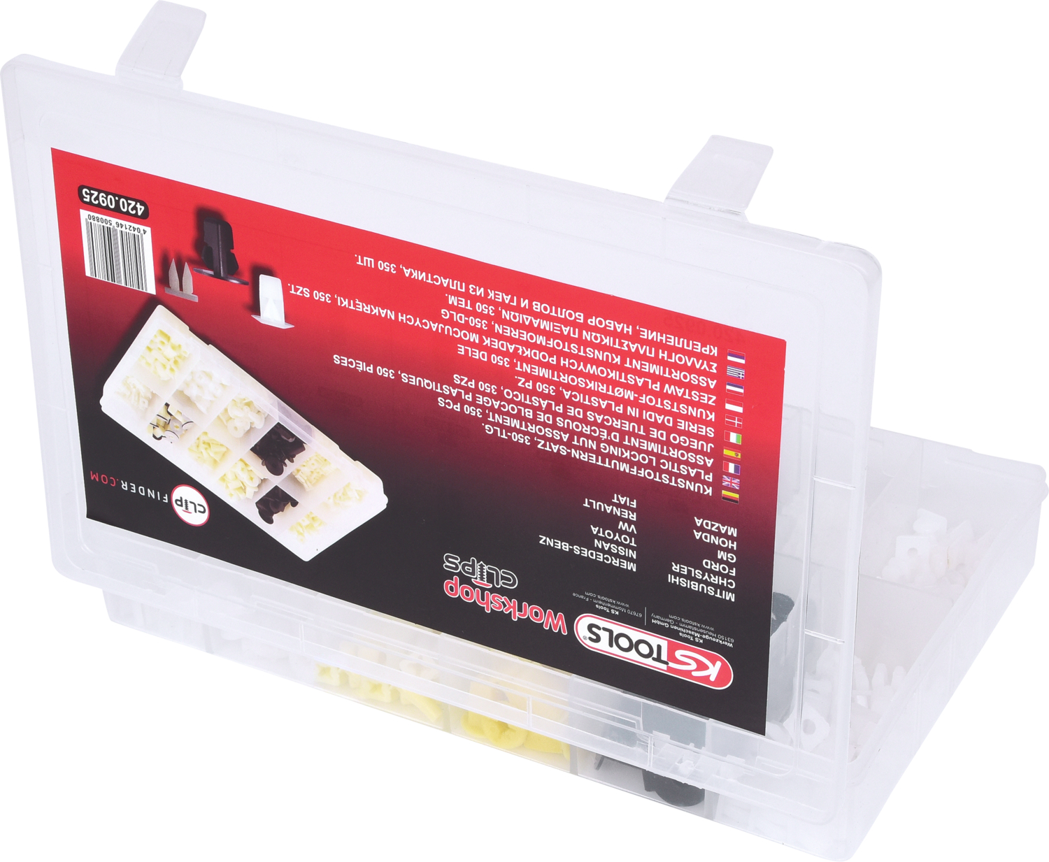 KS Tools Befestigungs-Clip-Satz - Kunststoffmuttern, 350-tlg
