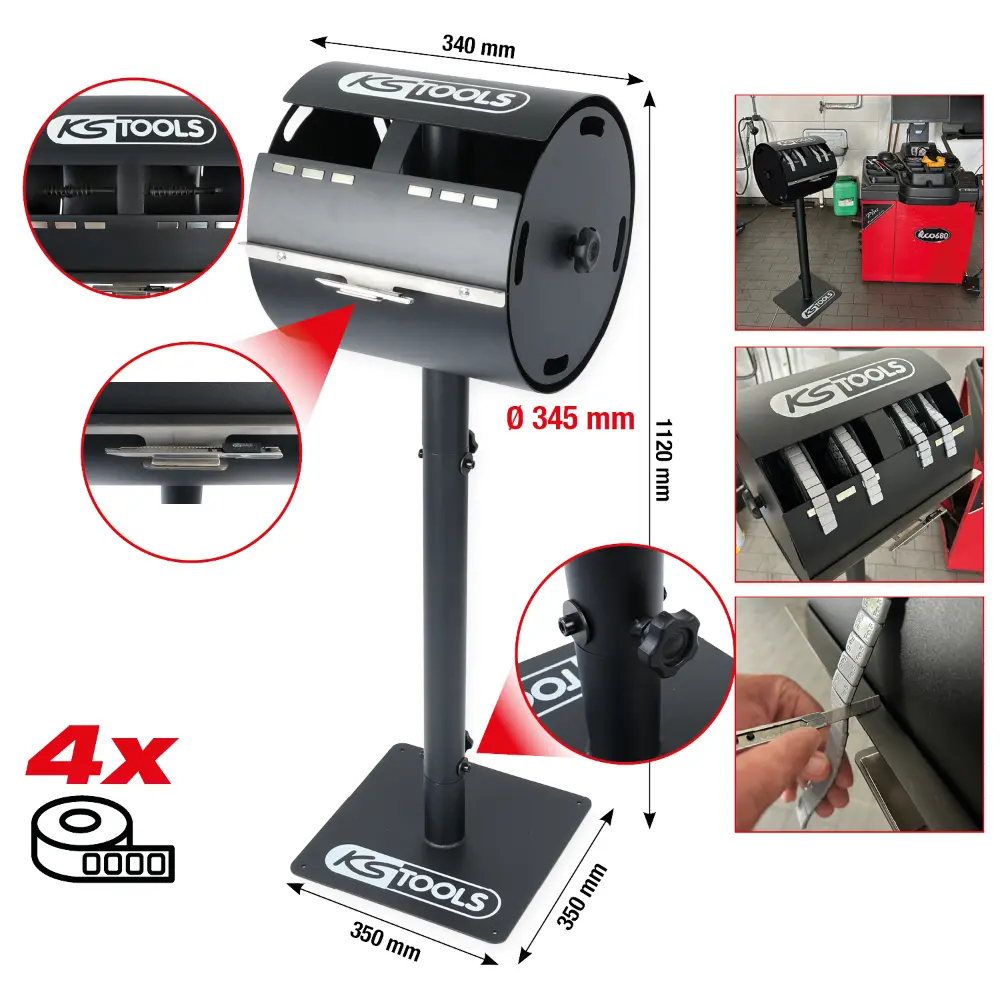 KS TOOLS Halter für Klebegewichterollen mit Standfuß