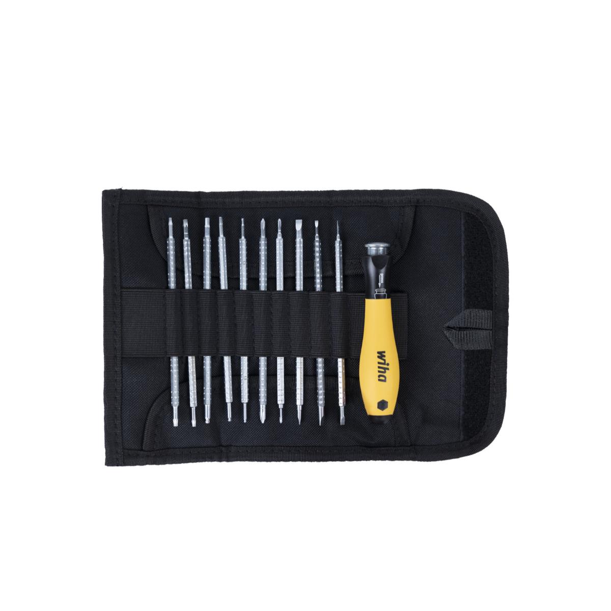 Wiha Schraubendreher mit Wechselklingen Set SYSTEM 4 ESD gemischt 12-teiliges Set mit Rolltasche