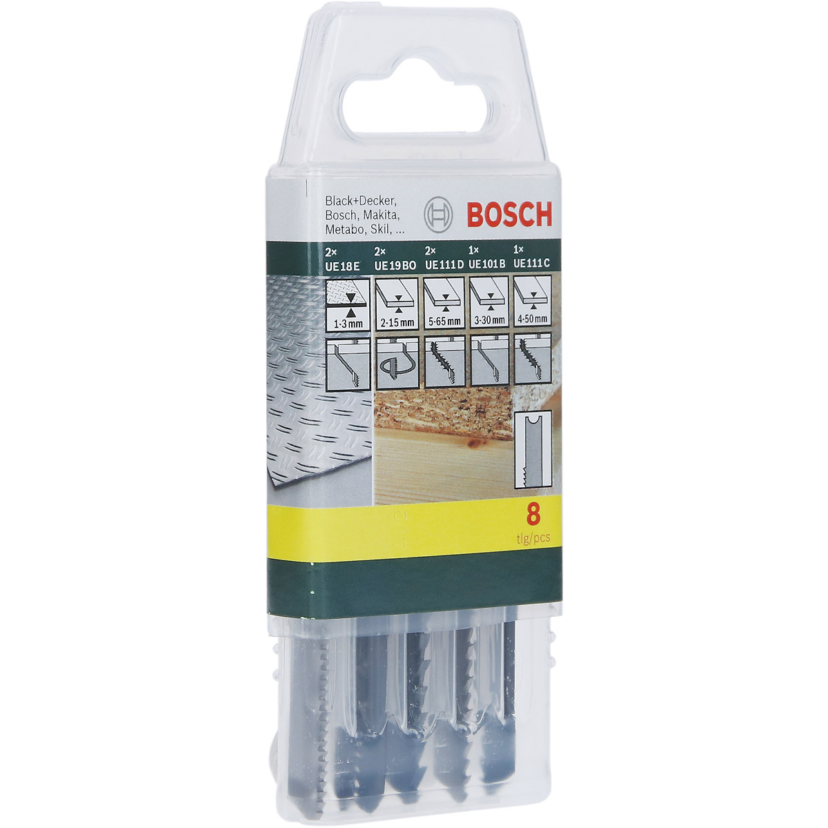 Bosch Sägeblattkassette Holz/Metall/Kunststoff (U-Schaft), 8-teilig